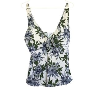 Liz Claiborne Floral Green and White Women's Swimwear Top Only Size XL.